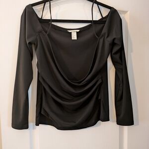 H&M Elegant Black Draped Blouse